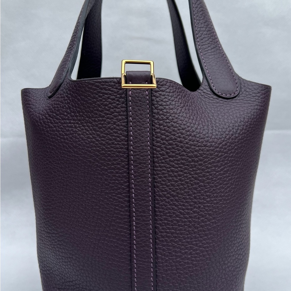 Hermes Plum Leather Picotin Tote with Gold Hardware - Picture 9 of 14